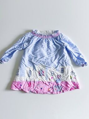 Jules Cat House Smocked Baby Dress - 12-18M